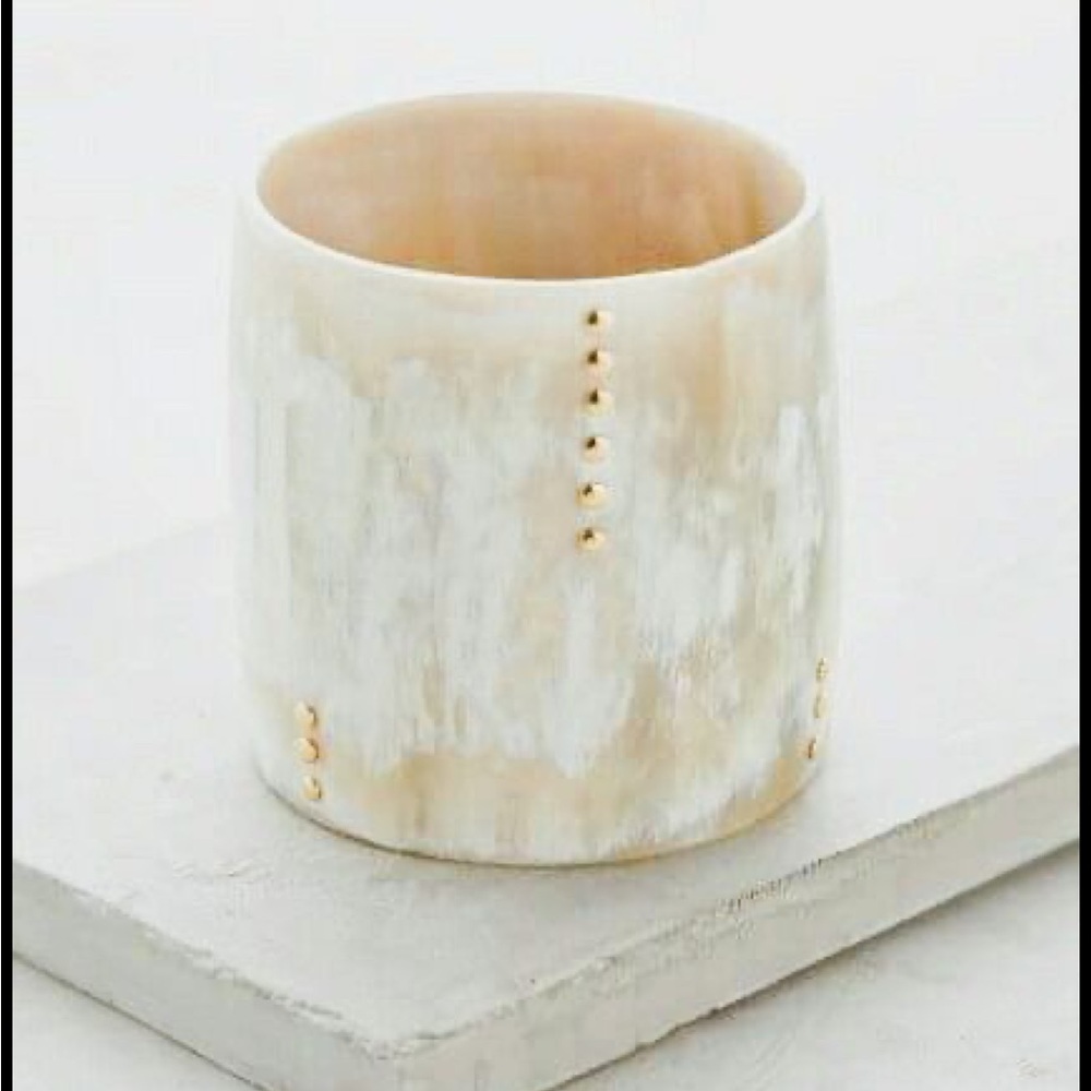Anthropologie Cream and Gold Natural Horn Cuff Bracelet with added gold details